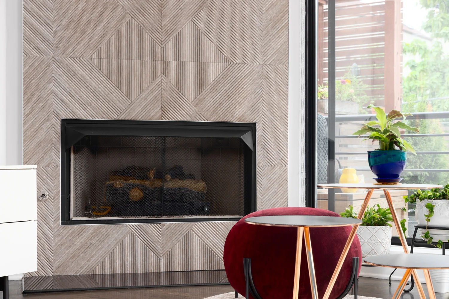 Fireplace tile installation